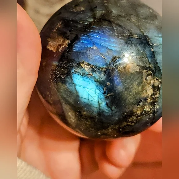 Blue Flash Labradorite Crystal Sphere - Picture 3 of 10